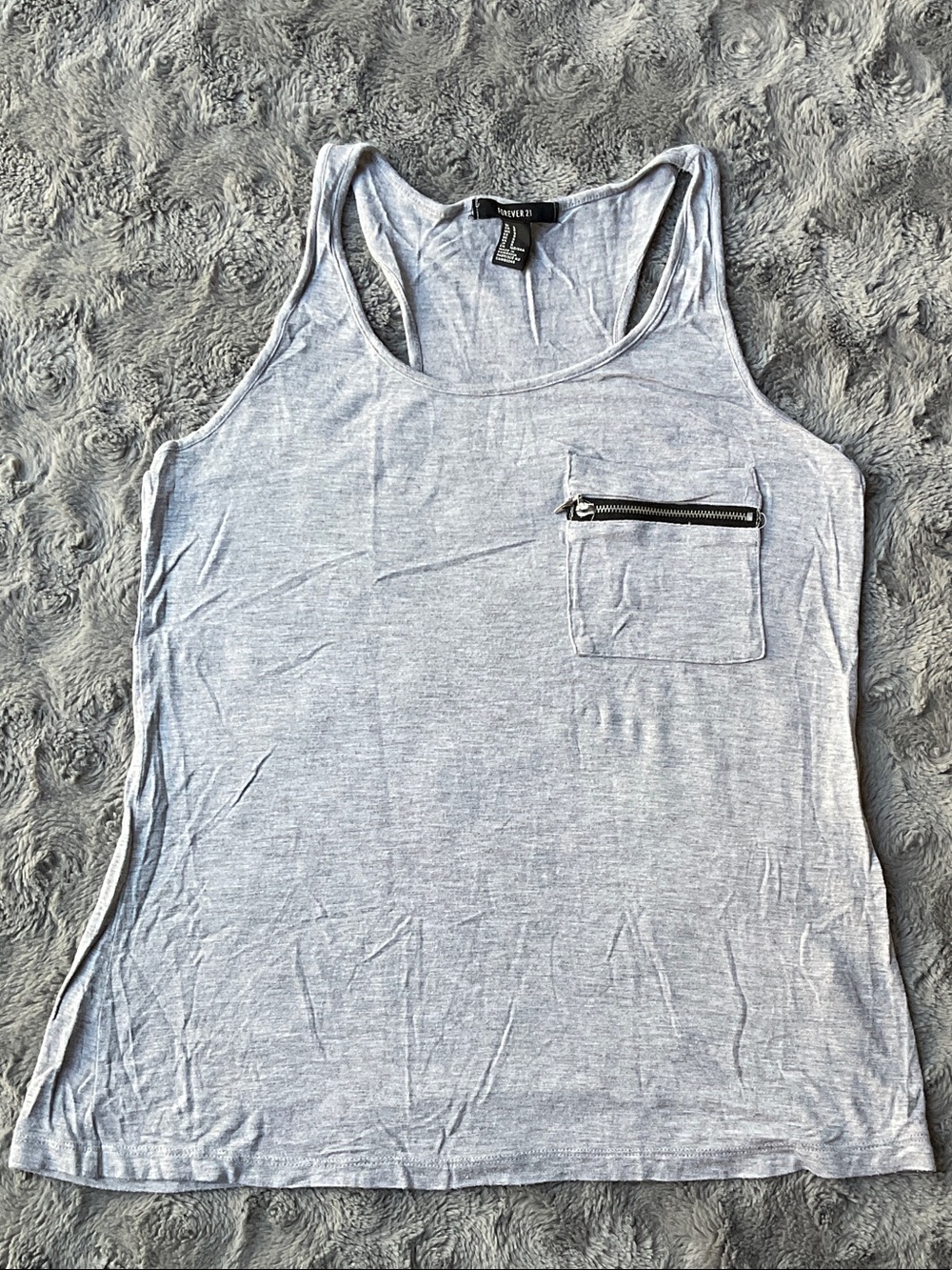 Forever 21 Light Gray Racerback Tank with Zip Pocket
